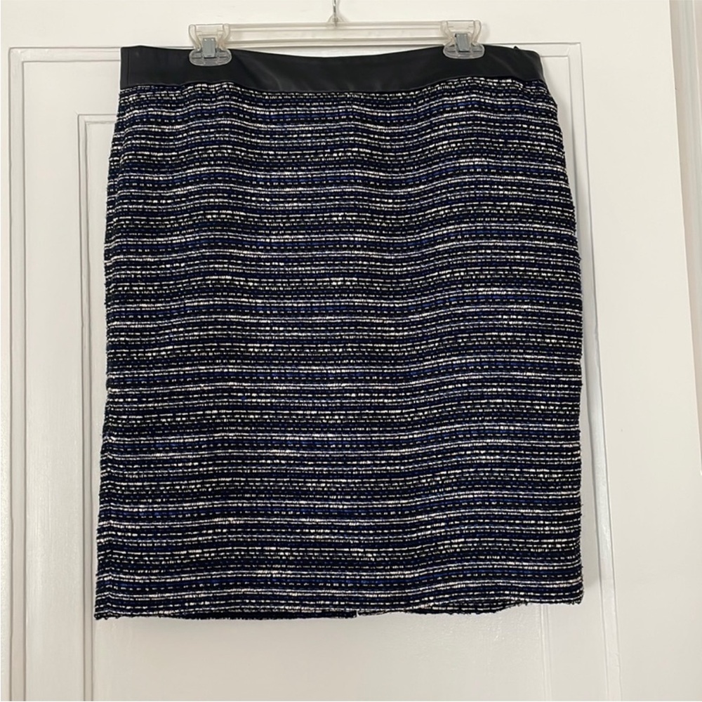 The Limited Tweed Pencil Skirt with Faux Leather Detail Size 14